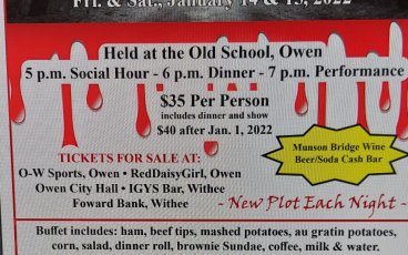 Mystery Dinner Theater- January 14 and 15.