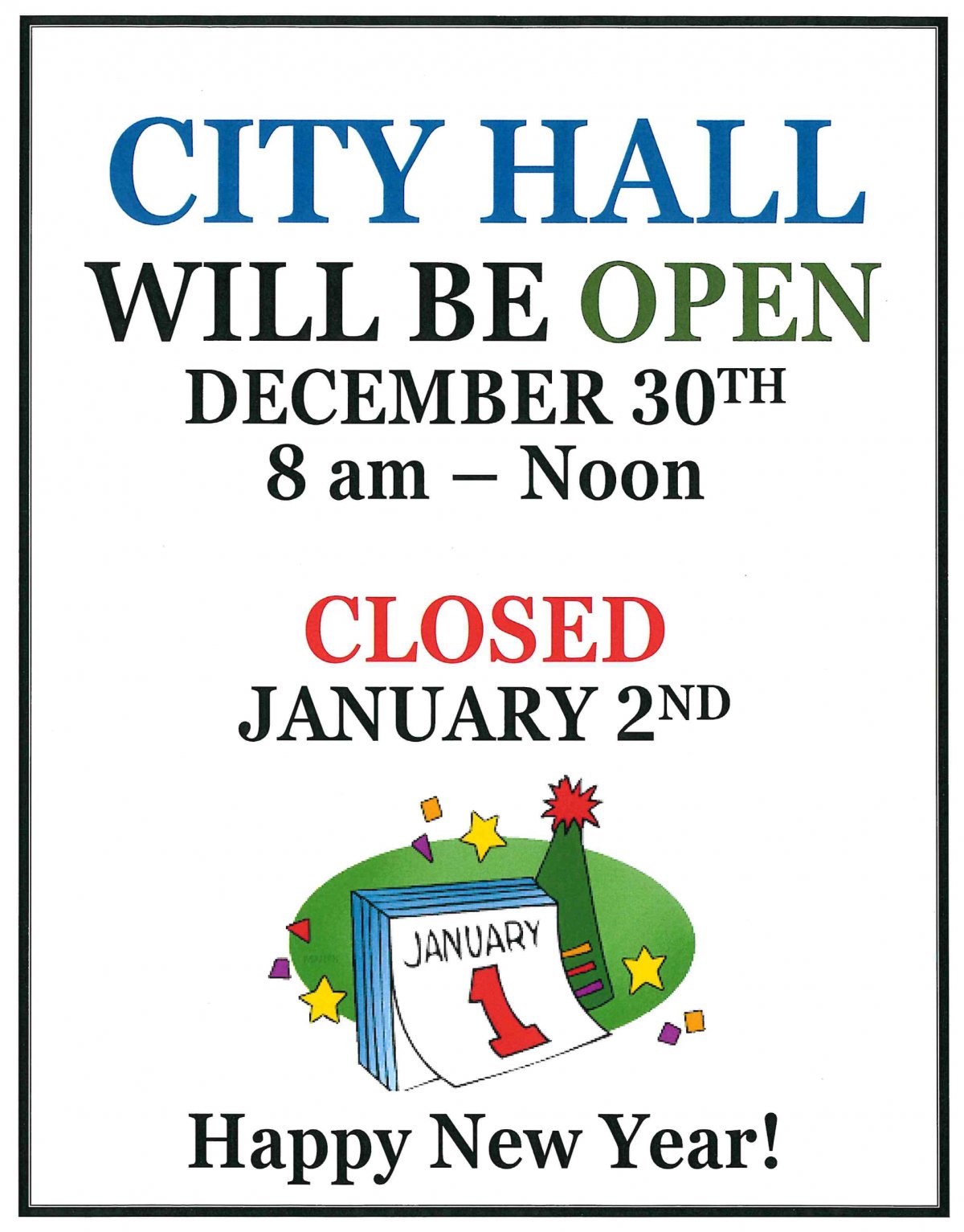 City Hall - Holiday Hours