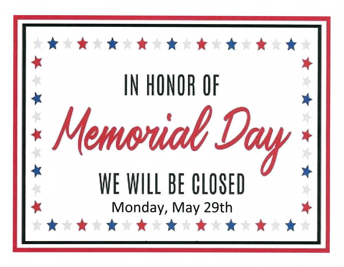 City Hall Office closed for Memorial Day