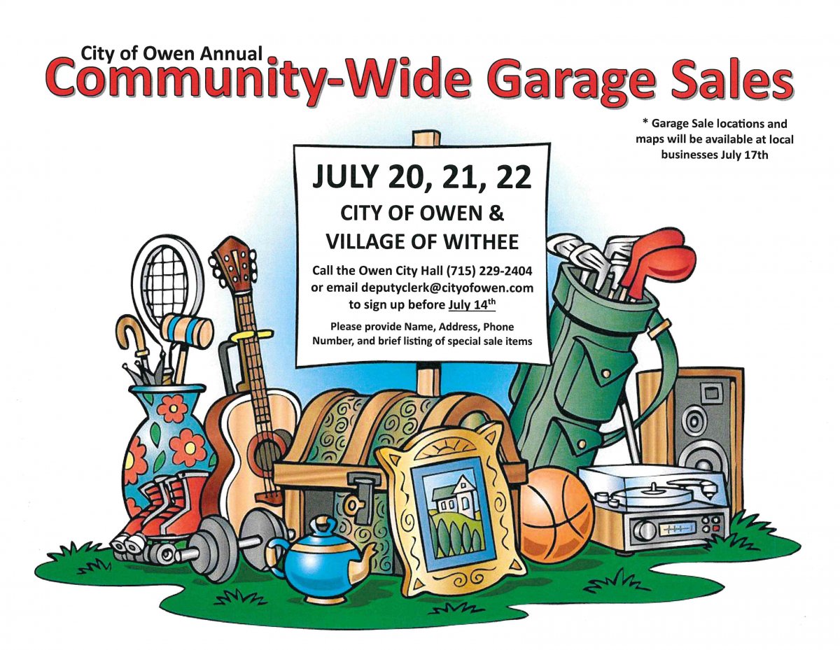 City of Owen Annual Community-Wide Garage Sales City of Owen Annual Community-Wide Garage Sales
