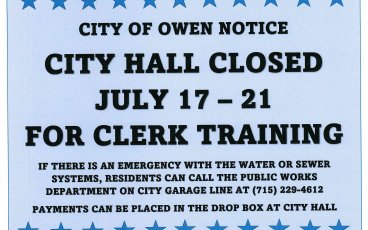 City Hall CLOSED July 17-21